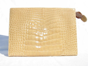  HELENE 1990's Blonde ALLIGATOR Belly Skin CLUTCH Bag - ITALY 