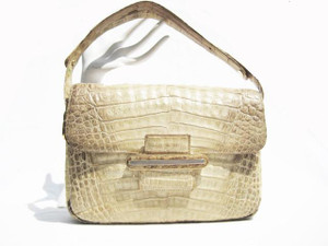  1980's Natural CROCODILE Belly Skin Shoulder Bag - COMTESSE 