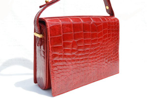  RED 1990's-2000's Alligator Belly Skin Shoulder CROSS BODY Bag - Custom 