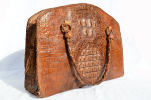 Rugged 1950's HORNBACK CROCODILE Handbag Toiletry Bag 