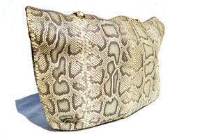  XXL 20 x 16 1980's PYTHON Snake Skin SHOULDER Bag Tote - FANNYBAG - Italy 