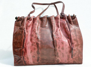  Pink GUCCI 1970's-80's Karung Snake Skin Shoulder Bag 