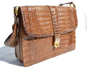  Tan Sand 1990's Crocodile Belly Skin Shoulder Bag - IRV 