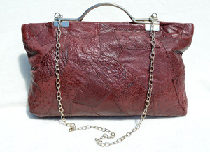  XXL 1980's OXBOOD Red OSTRICH SKIN Shoulder CROSS BODY Bag Tote - POINTER 