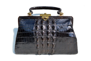  Lovely BLACK 1920's-30's EDWARDIAN Hornback Alligator Handbag 