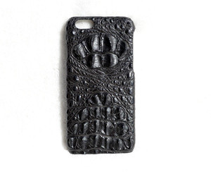  New! JET BLACK iPhone 6 6S Hornback Crocodile Skin Phone Case 