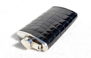  Custom Jet BLACK Alligator Belly Skin 6 Oz. Stainless Hip FLASK - NEW! 