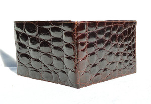  Men's 1990's-2000's Espresso Brown Crocodile Belly Skin Wallet - MISURI - ITALY 