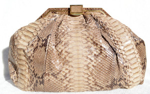  XXL 15" TAUPE 1970's PYTHON Snake Skin CLUTCH Shoulder Bag - MOSKOWITZ 