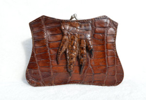  Large Unique 1920's-30's Brown Alligator Paw Change Purse 