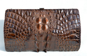  Lovely Brown 1930's-40's Hornback ALLIGATOR Skin Clutch Shoulder Bag 