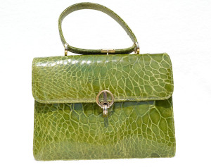  Stunning Bright GREEN 1950's-1960's TURTLE Skin Handbag 