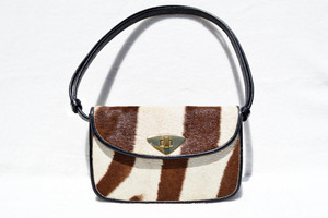  Petite 1970's GENUINE ZEBRA HIDE FUR Shoulder Cross Body Messenger Bag 