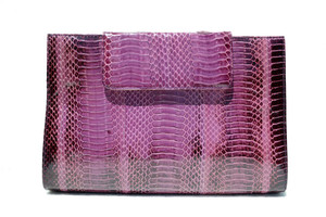  Ombre' PURPLE 1980's-90's Cobra Snake Skin Clutch Shoulder Bag - J. Renee 