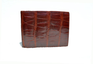  BOSCA 1990's Dark COGNAC ALLIGATOR Belly Skin Billfold Wallet 