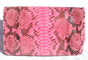  XL Early 2000's Fuschia PINK PYTHON Snake Skin Clutch Bag - Maia N. - Italy 