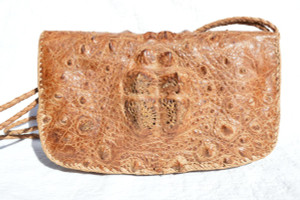  Light Tan Natural BOHO Style 1960's Hornback ALLIGATOR Skin CROSS BODY Shoulder Bag 
