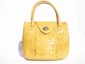  Fabulous YELLOW 1980's-90's ALLIGATOR Skin Handbag - G. BORRI 