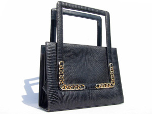  Structural NAVY BLUE 1950's-60's MARTIN VAN SCHAAK Lizard Skin Bag 