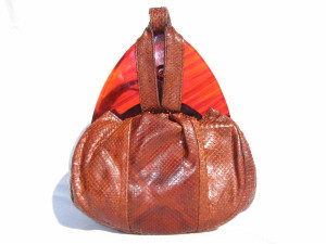  DEITSCH 1940's-50's BOA Snake Skin Handbag w/LUCITE w/BOX! 