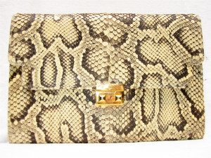  NEIMAN MARCUS 1980's PYTHON Snake Skin CLUTCH Shoulder Bag 