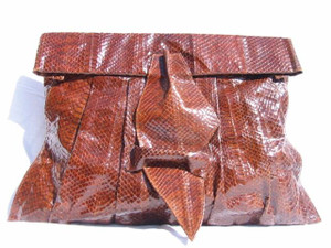  HUGE 19" x 13" 1970's COBRA Snake Skin CLUTCH Bag - ELODIA 