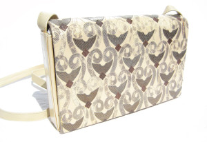 Metallic Cream, Gold & Bronze 1970's-80's Karung SNAKE Skin & Leather Shoulder Bag - ANDREA PFISTER 