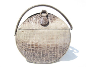  Gorgeous CREAM & TAUPE Early 2000's Canteen Style CROCODILE Handbag 