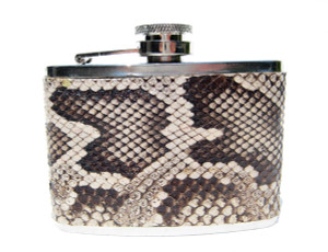  New! Custom PYTHON Skin 4 Oz. Stainless WHISKEY Flask 