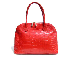  Stunning 14 x 9 BOLIDE Style RED Premium ALLIGATOR Belly Skin Handbag 