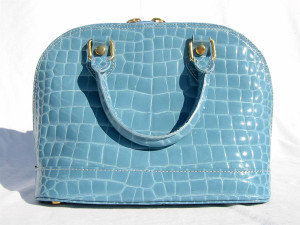  1990's BABY BLUE CROCODILE Belly Skin SATCHEL Handbag - ITALY! 