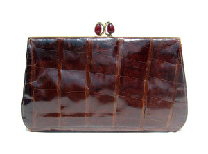  Fabulous Deco CHOCOLATE 1950's-60's DEITSCH Alligator CLUTCH Purse 