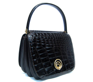  Deco Style 1950's-60's SAKS FIFTH AVE Alligator Skin Handbag - Great Design! 