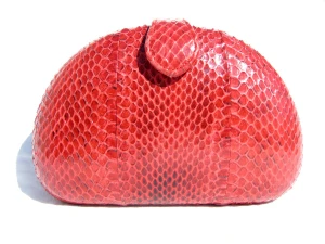  RED 1980's Hard-Sided Snake Skin Cobra Shoulder Bag 