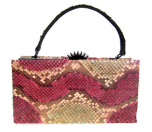 Custom Made 1940's-50's Pastel Python & Black LUCITE Box Purse 