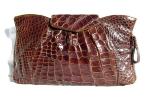  Brown 1940's Deco ALLIGATOR Skin Clutch Purse - Deitsch-Style! 