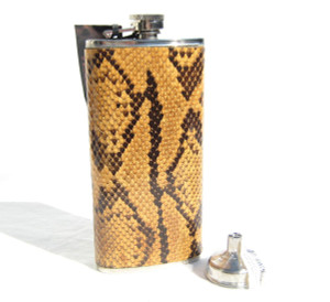  NEW! Tall Custom Python Snake Skin 6 Oz. Stainless Hip FLASK 