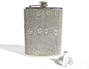  New! Custom MONITOR (Ring) Lizard Skin 8 Oz. Stainless Hip FLASK 
