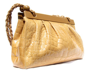  XL Tan Early 2000's ALLIGATOR Belly Skin Shoulder Bag - SUAREZ 
