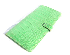 XL Seafoam GREEN 1990's-2000's Long CROCODILE Belly Skin WALLET Case 