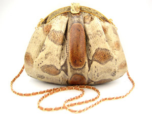  1980's Rust & Tan BOA Snake Skin Shoulder Bag - BUDD LEATHER 