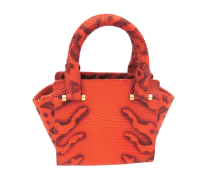  Petite 2010's Bright ORANGE "Fire" Lizard Skin Handbag Shoulder Bag - Barfield Collection 