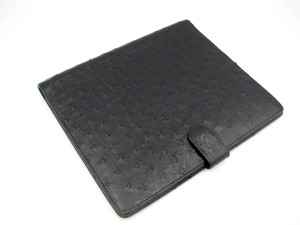  Black Early 2000's Genuine OSTRICH Skin PORTFOLIO Folder 