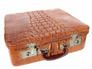  1930's-40's Antique HORNBACK ALLIGATOR Skin Travel Case Luggage 