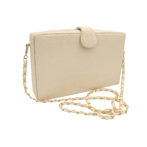  1990's-2000's CREAM BONE Alligator Skin Clutch Shoulder Bag - MAXIMA! 