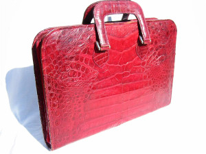  Large 1960's RED CROCODILE Skin BRIEFCASE Portfolio 