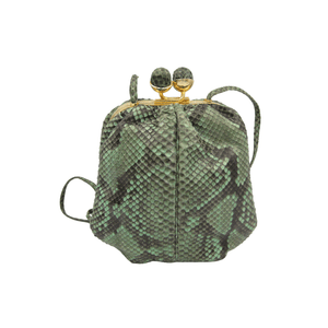  1990's Mint GREEN PYTHON Snake Skin Shoulder Bag - JUDITH LEIBER 