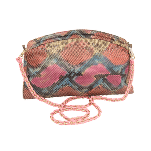  Gorgeous 1980's PASTEL PYTHON Snake Skin CLUTCH Bag - VENETTO 