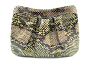  Green Gray 1970's PYTHON Snake Skin Shoulder Bag - MOSKOWITZ 