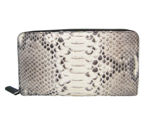  New! 2010's Cream & Black PYTHON Snake Skin Zippered WALLET Clutch Bag 
